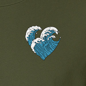 Ocean Wave Heart T-Shirt, Minimal Beach Graphic for Surf Lovers and Summer Vacations