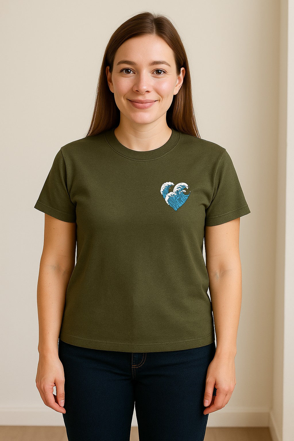 Ocean Wave Heart T-Shirt, Minimal Beach Graphic for Surf Lovers and Summer Vacations