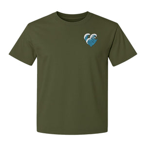 Ocean Wave Heart T-Shirt, Minimal Beach Graphic for Surf Lovers and Summer Vacations