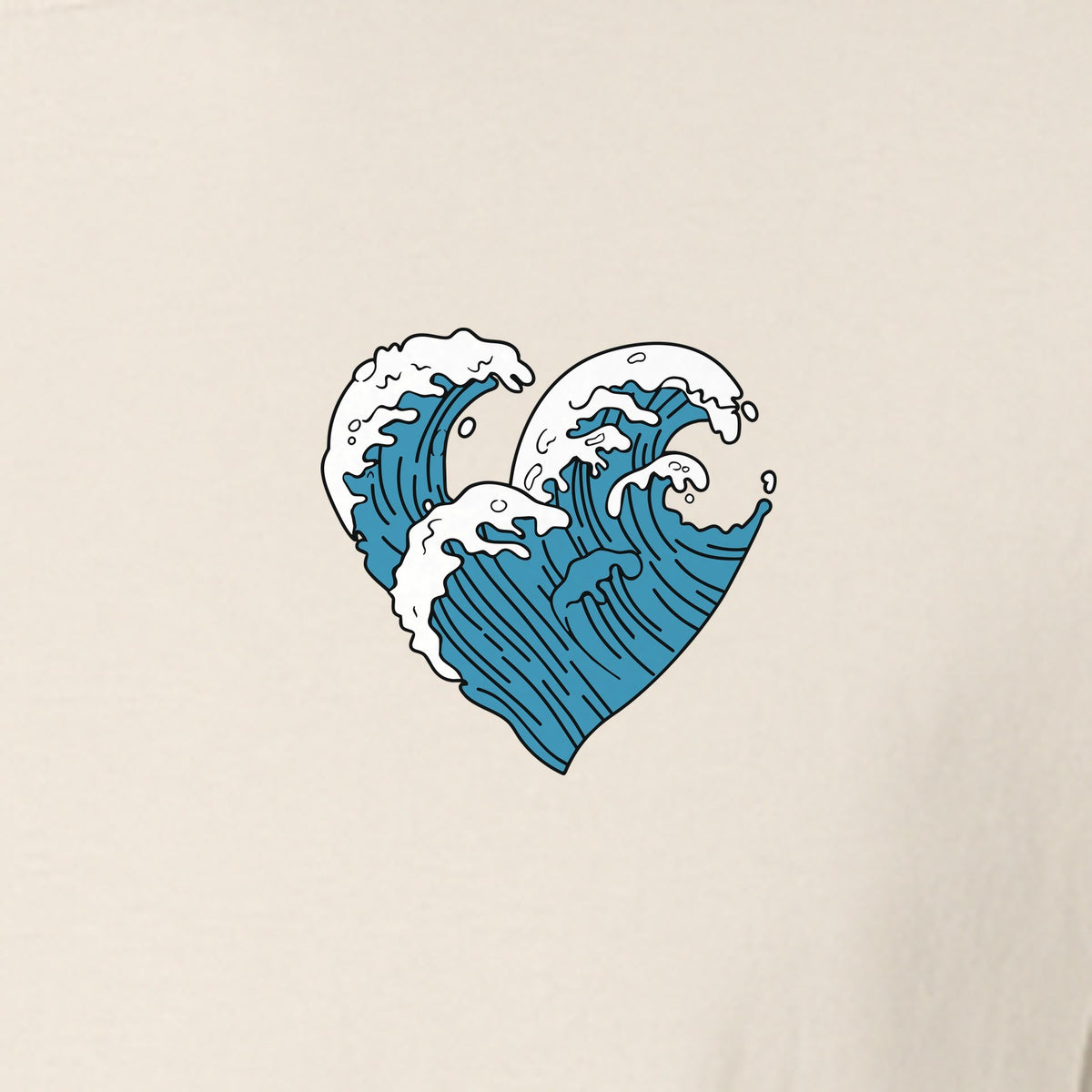 Ocean Wave Heart T-Shirt, Minimal Beach Graphic for Surf Lovers and Summer Vacations