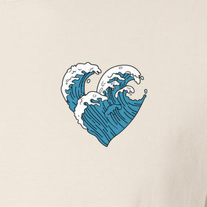 Ocean Wave Heart T-Shirt, Minimal Beach Graphic for Surf Lovers and Summer Vacations