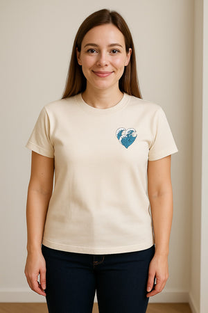 Ocean Wave Heart T-Shirt, Minimal Beach Graphic for Surf Lovers and Summer Vacations