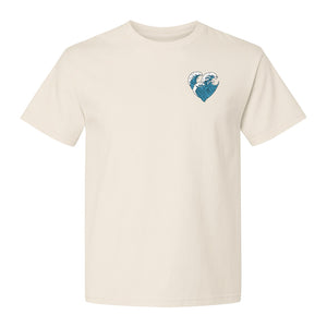 Ocean Wave Heart T-Shirt, Minimal Beach Graphic for Surf Lovers and Summer Vacations
