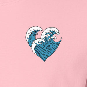 Ocean Wave Heart T-Shirt, Minimal Beach Graphic for Surf Lovers and Summer Vacations