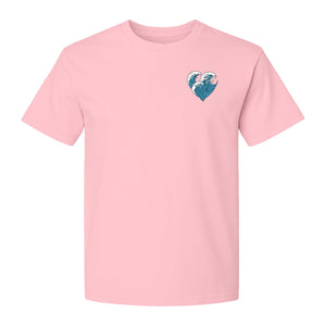 Ocean Wave Heart T-Shirt, Minimal Beach Graphic for Surf Lovers and Summer Vacations