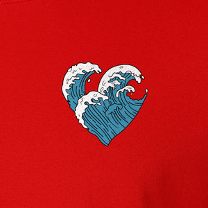 Ocean Wave Heart T-Shirt, Minimal Beach Graphic for Surf Lovers and Summer Vacations