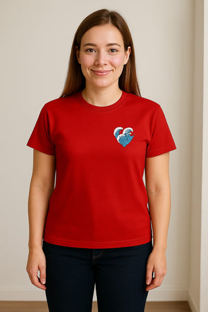 Ocean Wave Heart T-Shirt, Minimal Beach Graphic for Surf Lovers and Summer Vacations