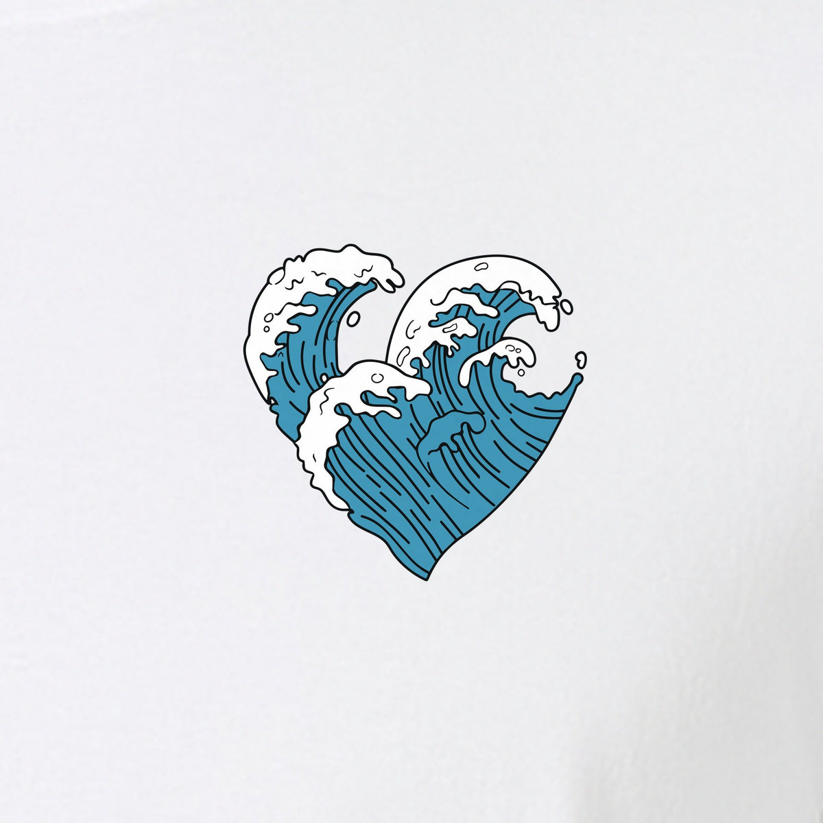 Ocean Wave Heart T-Shirt, Minimal Beach Graphic for Surf Lovers and Summer Vacations