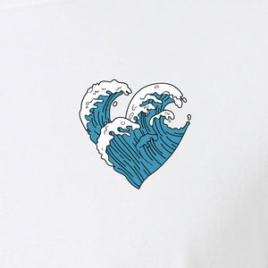 Ocean Wave Heart T-Shirt, Minimal Beach Graphic for Surf Lovers and Summer Vacations