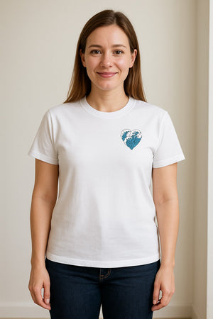 Ocean Wave Heart T-Shirt, Minimal Beach Graphic for Surf Lovers and Summer Vacations