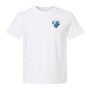 Ocean Wave Heart T-Shirt, Minimal Beach Graphic for Surf Lovers and Summer Vacations