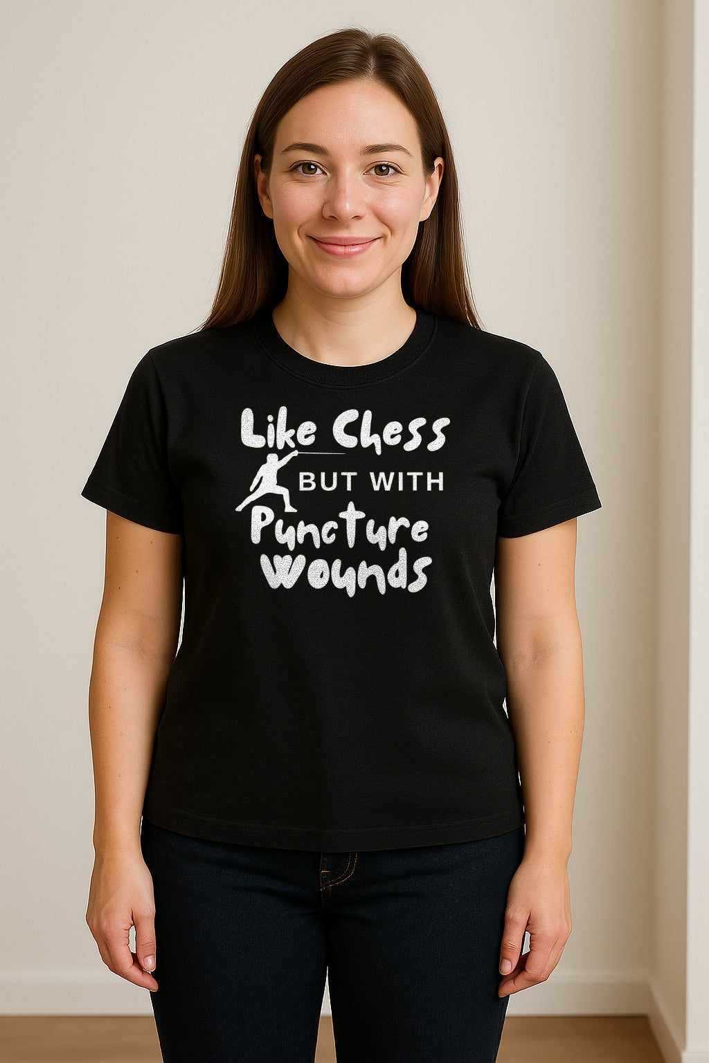Fencing T-Shirt, Like Chess But With Puncture Wounds Funny Combat Sport Graphic for Fencers and Coaches
