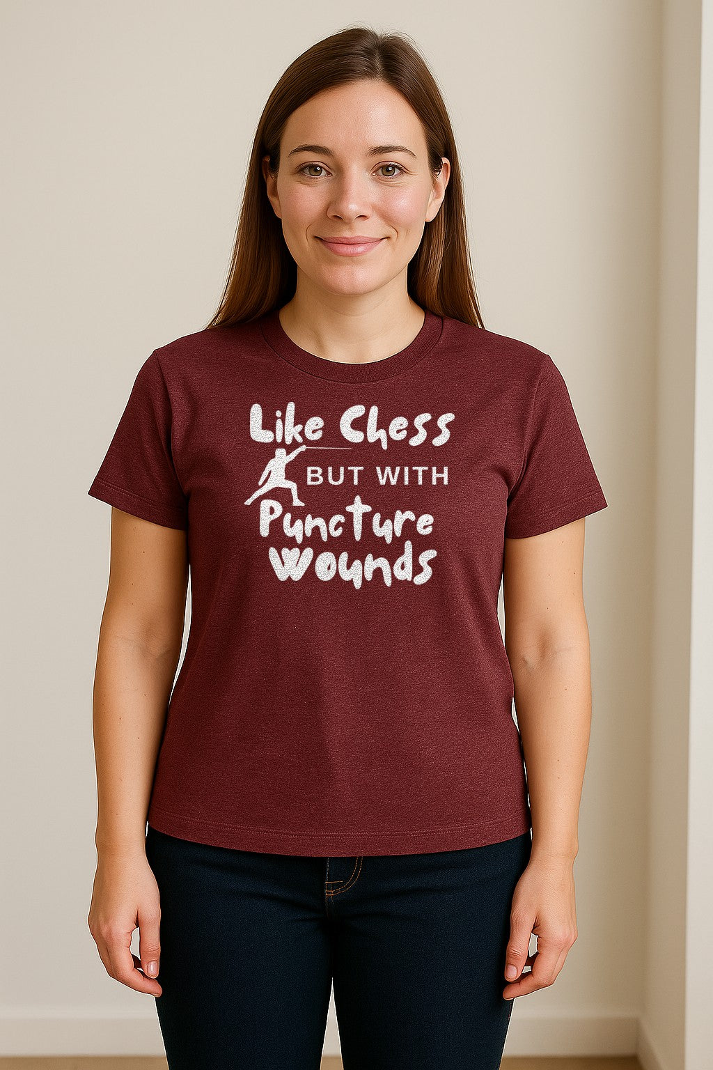 Fencing T-Shirt, Like Chess But With Puncture Wounds Funny Combat Sport Graphic for Fencers and Coaches