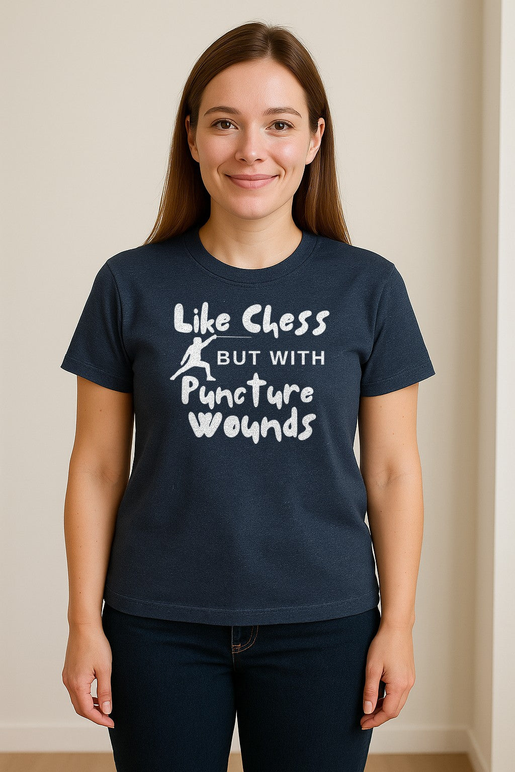 Fencing T-Shirt, Like Chess But With Puncture Wounds Funny Combat Sport Graphic for Fencers and Coaches