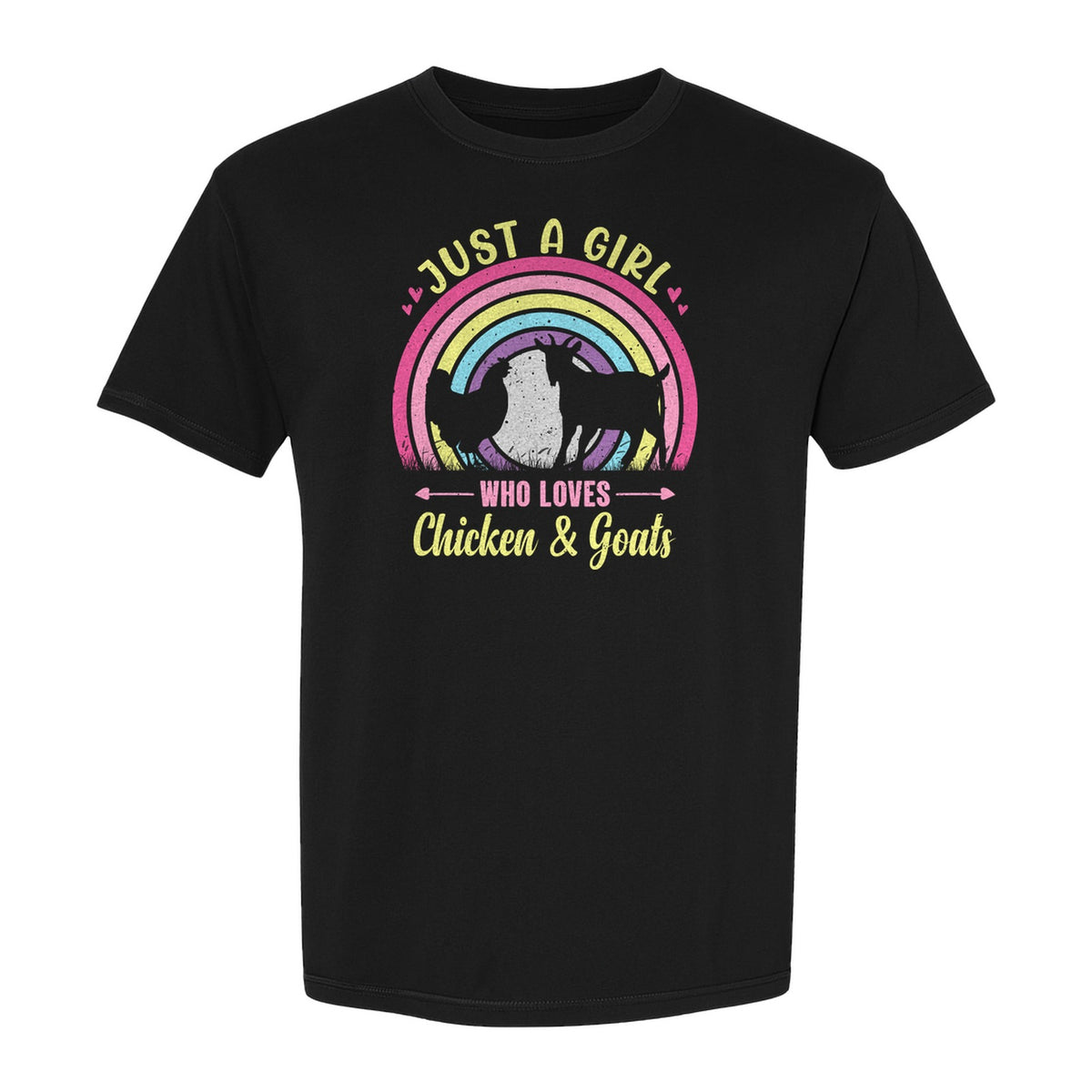 Chicken and Goat T-Shirt, Just a Girl Who Loves Farm Animals Graphic Gift for Farmers