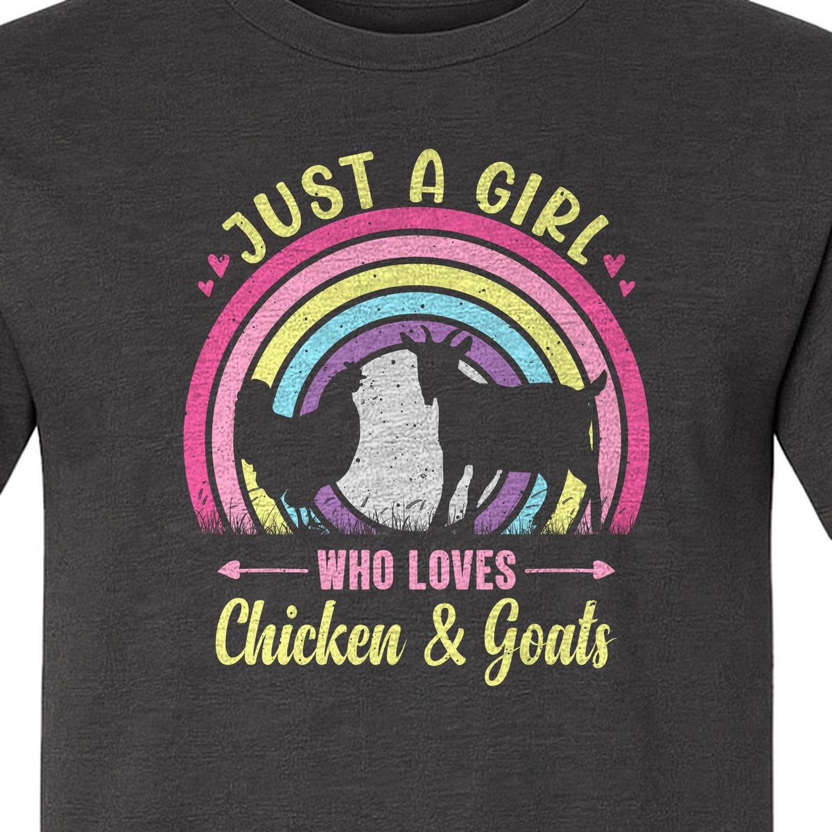 Chicken and Goat T-Shirt, Just a Girl Who Loves Farm Animals Graphic Gift for Farmers