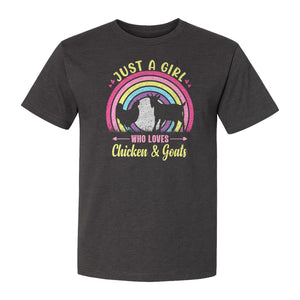 Chicken and Goat T-Shirt, Just a Girl Who Loves Farm Animals Graphic Gift for Farmers