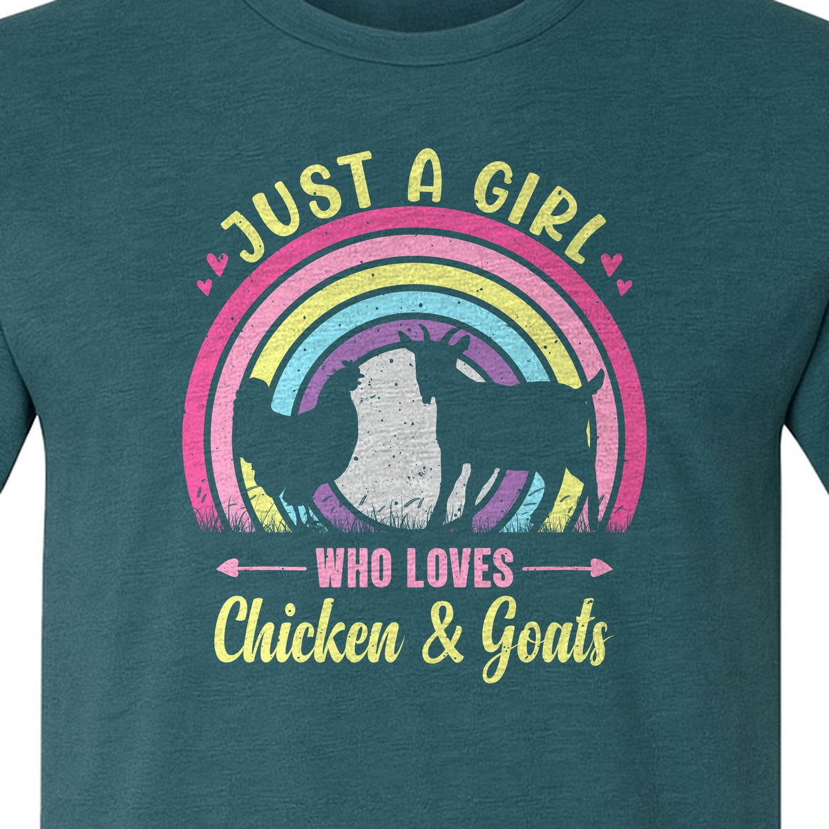 Chicken and Goat T-Shirt, Just a Girl Who Loves Farm Animals Graphic Gift for Farmers