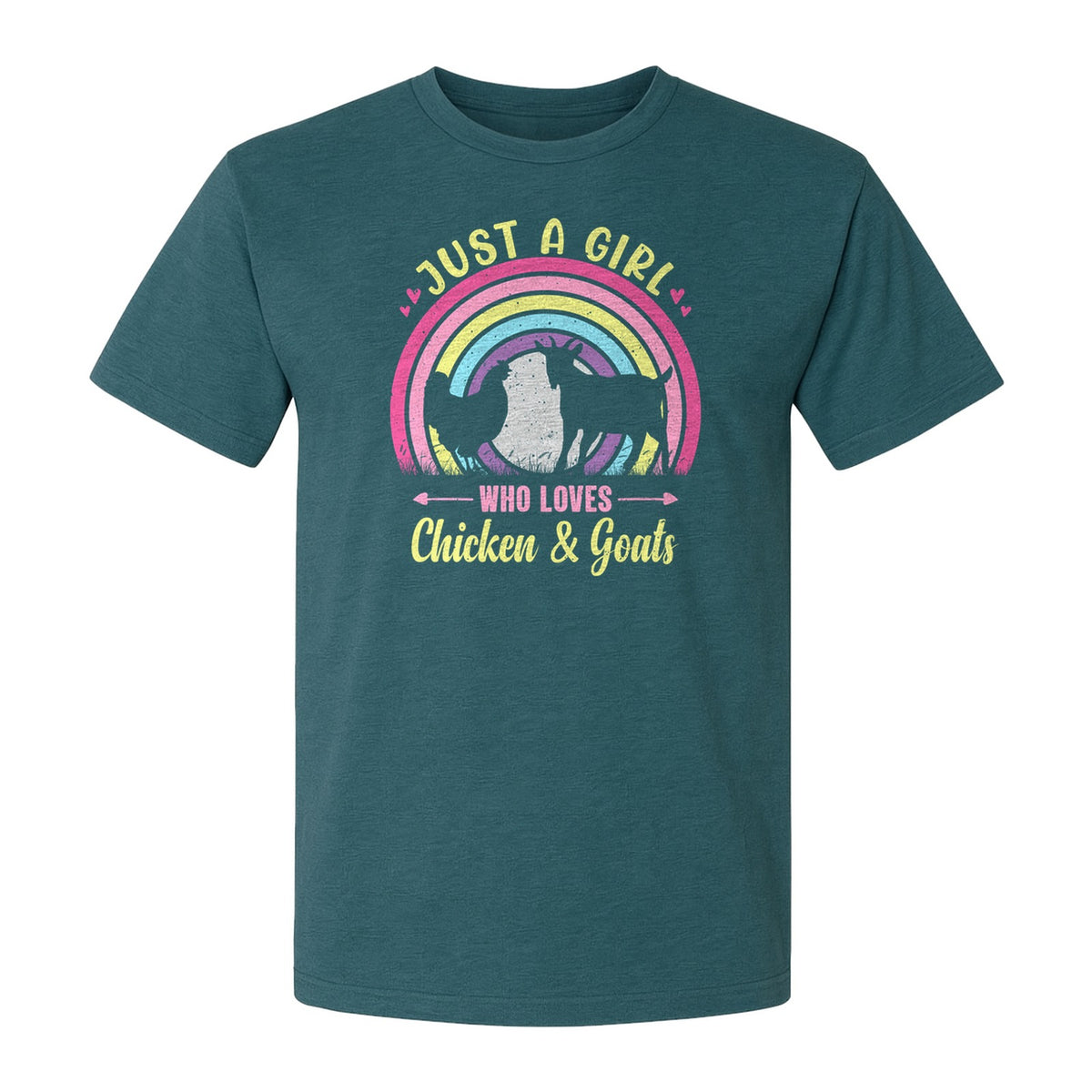 Chicken and Goat T-Shirt, Just a Girl Who Loves Farm Animals Graphic Gift for Farmers
