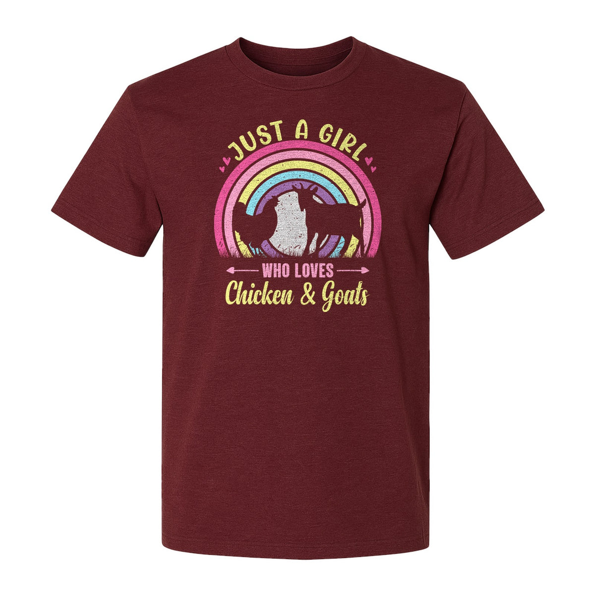 Chicken and Goat T-Shirt, Just a Girl Who Loves Farm Animals Graphic Gift for Farmers