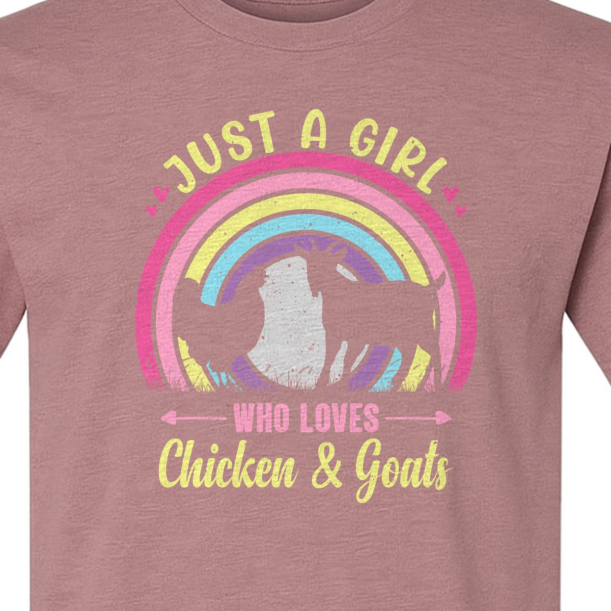 Chicken and Goat T-Shirt, Just a Girl Who Loves Farm Animals Graphic Gift for Farmers