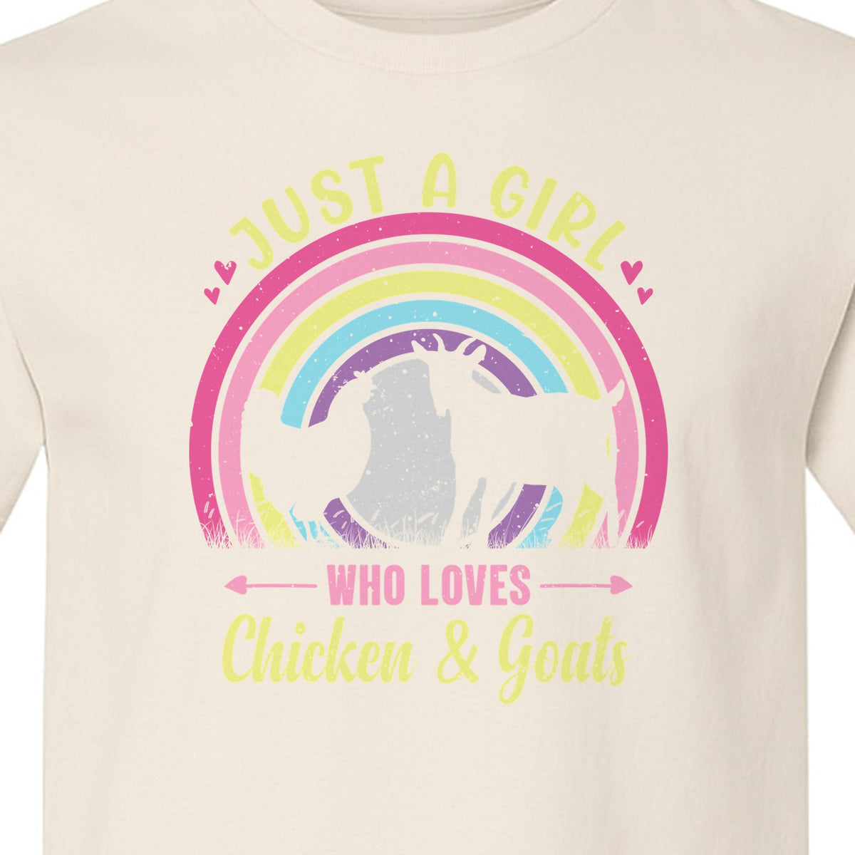 Chicken and Goat T-Shirt, Just a Girl Who Loves Farm Animals Graphic Gift for Farmers