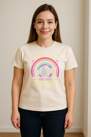 Chicken and Goat T-Shirt, Just a Girl Who Loves Farm Animals Graphic Gift for Farmers