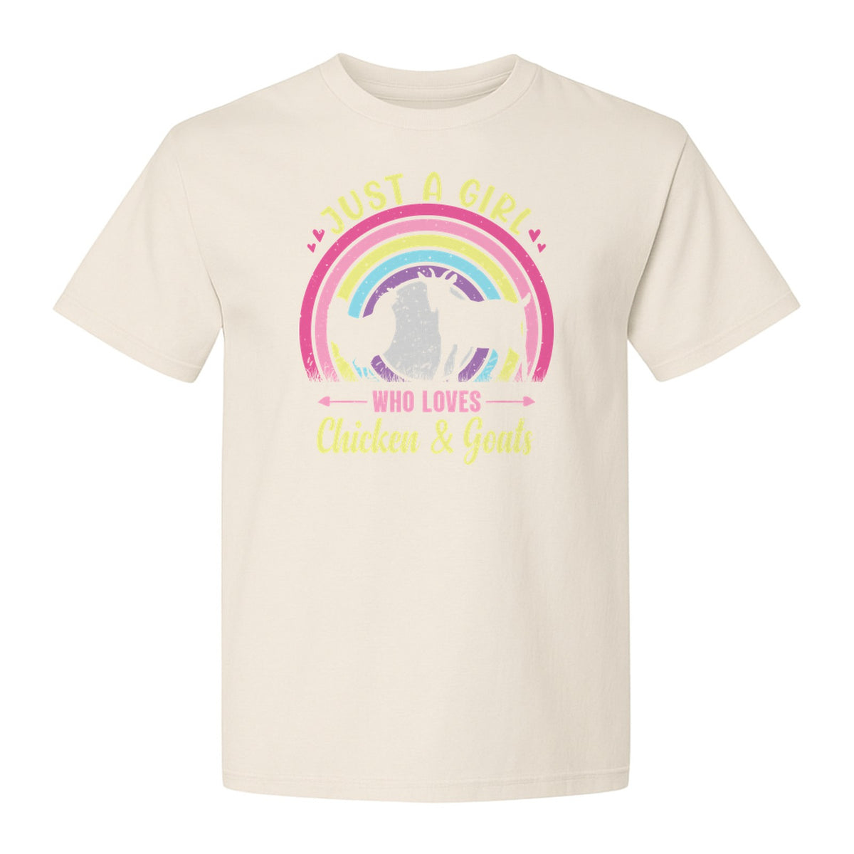 Chicken and Goat T-Shirt, Just a Girl Who Loves Farm Animals Graphic Gift for Farmers
