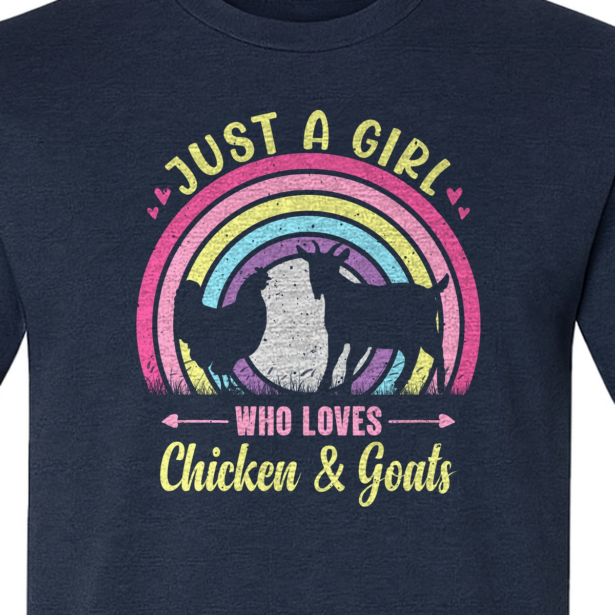 Chicken and Goat T-Shirt, Just a Girl Who Loves Farm Animals Graphic Gift for Farmers