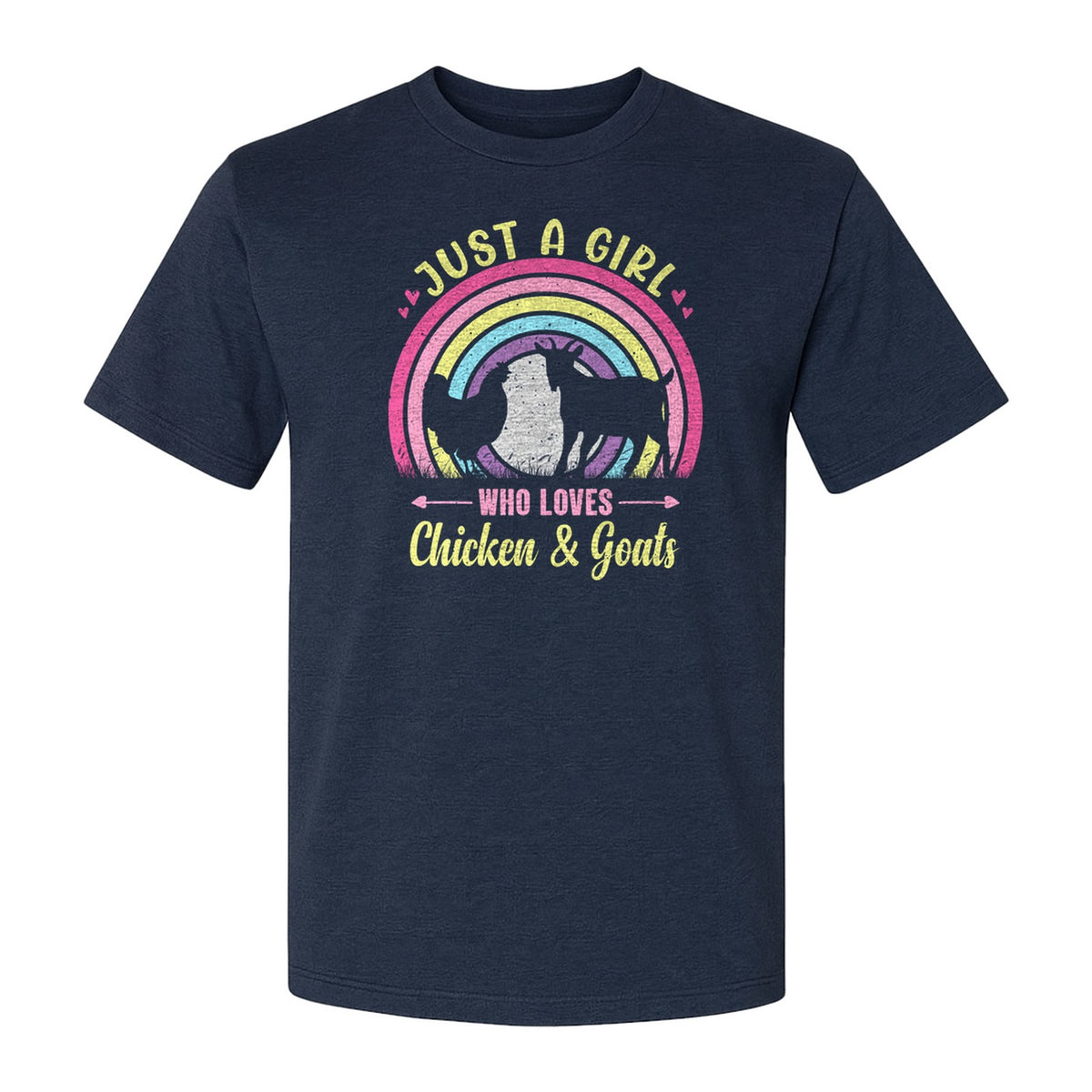Chicken and Goat T-Shirt, Just a Girl Who Loves Farm Animals Graphic Gift for Farmers