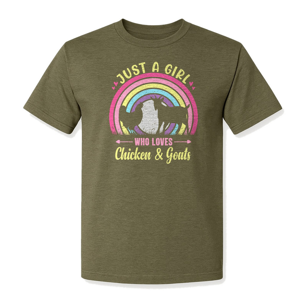 Chicken and Goat T-Shirt, Just a Girl Who Loves Farm Animals Graphic Gift for Farmers