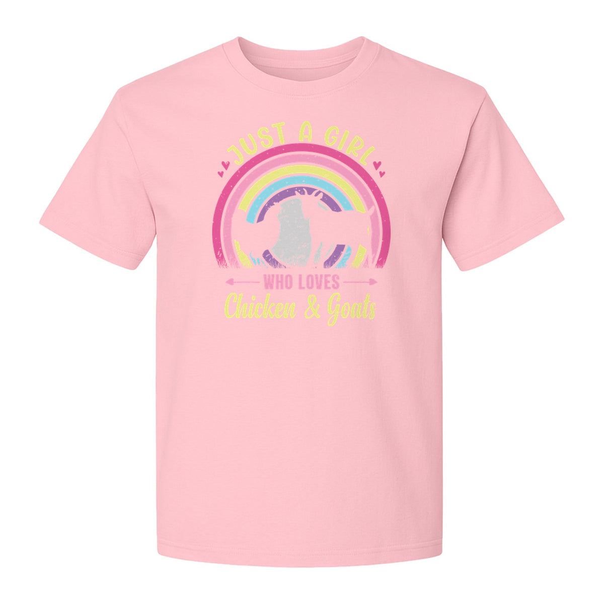 Chicken and Goat T-Shirt, Just a Girl Who Loves Farm Animals Graphic Gift for Farmers
