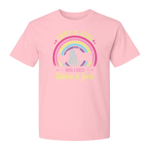 Chicken and Goat T-Shirt, Just a Girl Who Loves Farm Animals Graphic Gift for Farmers