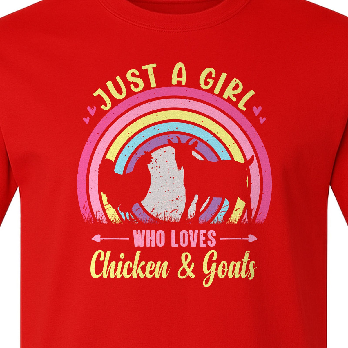 Chicken and Goat T-Shirt, Just a Girl Who Loves Farm Animals Graphic Gift for Farmers