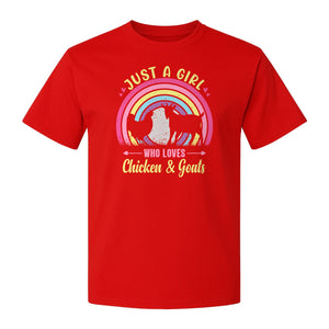 Chicken and Goat T-Shirt, Just a Girl Who Loves Farm Animals Graphic Gift for Farmers