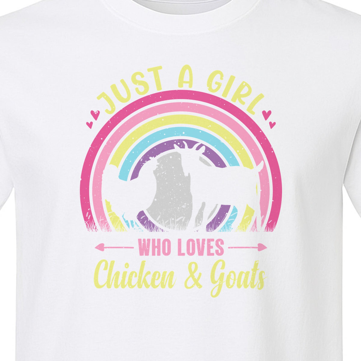 Chicken and Goat T-Shirt, Just a Girl Who Loves Farm Animals Graphic Gift for Farmers