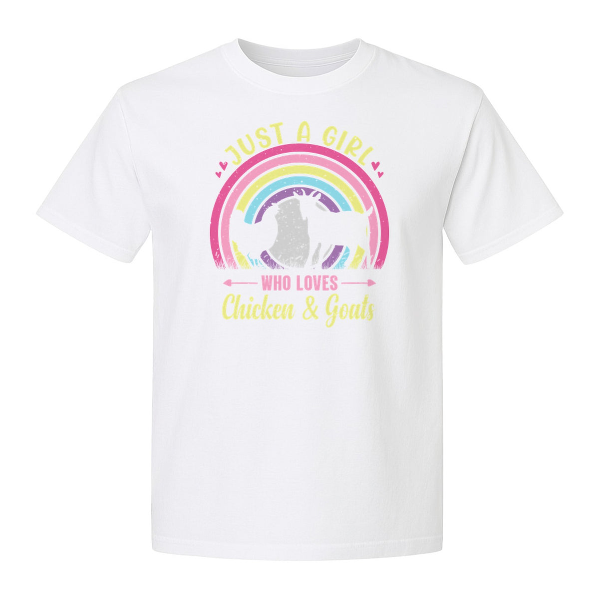 Chicken and Goat T-Shirt, Just a Girl Who Loves Farm Animals Graphic Gift for Farmers