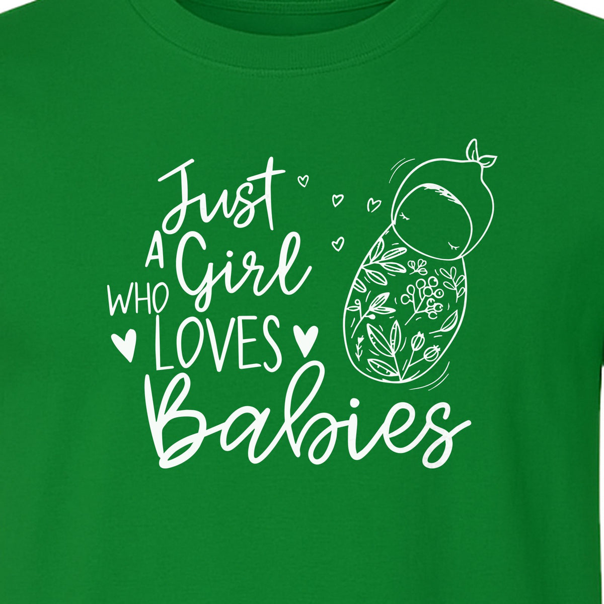 Doula T-Shirt, Just a Girl Who Loves Babies Floral Swaddle Design for Birth Workers and Midwives
