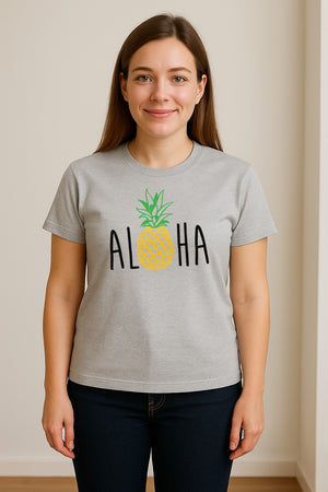 Pineapple Aloha T-Shirt, Tropical Vacation Graphic for Hawaii Trips and Beach Getaways