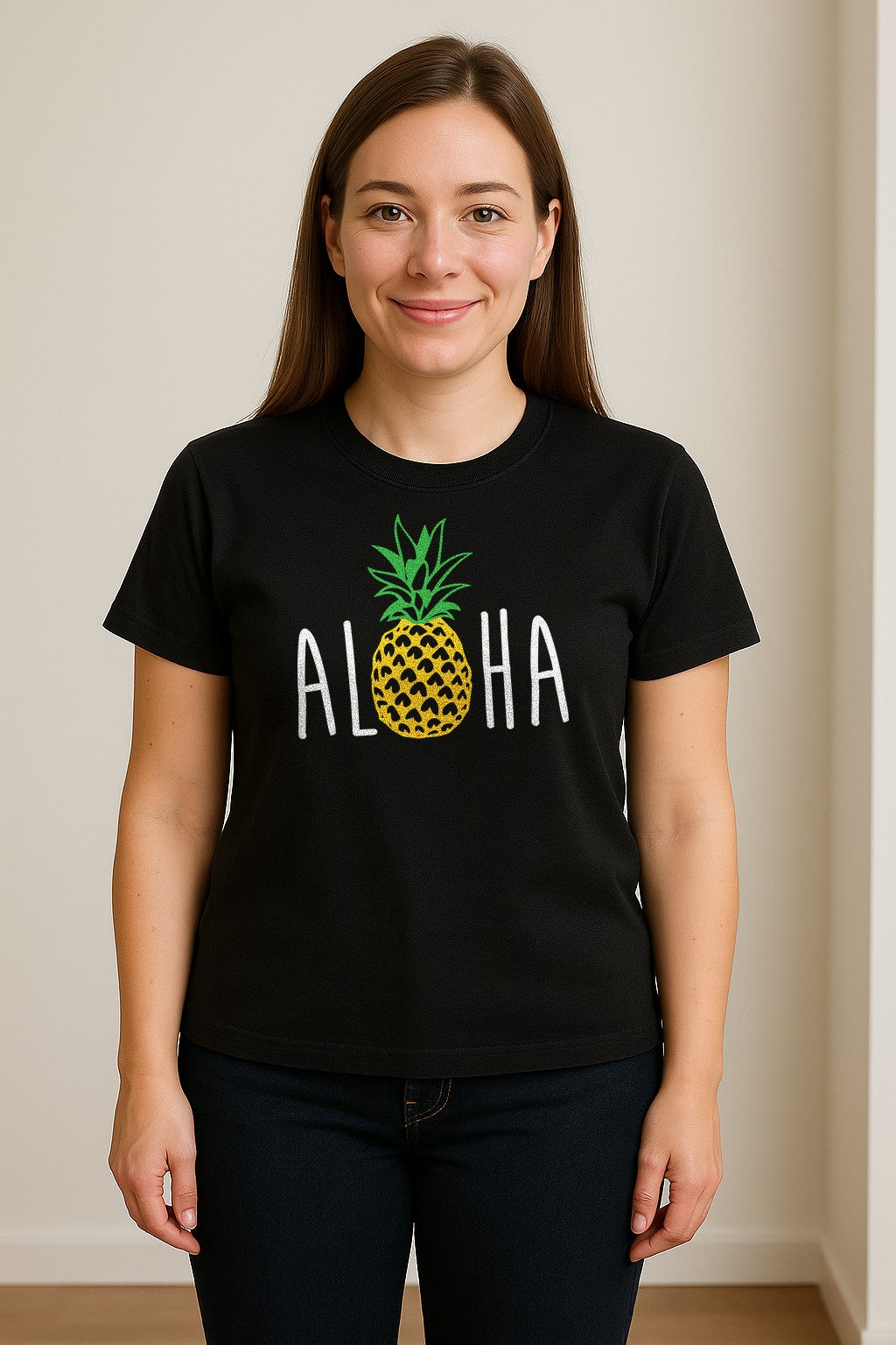 Pineapple Aloha T-Shirt, Tropical Vacation Graphic for Hawaii Trips and Beach Getaways