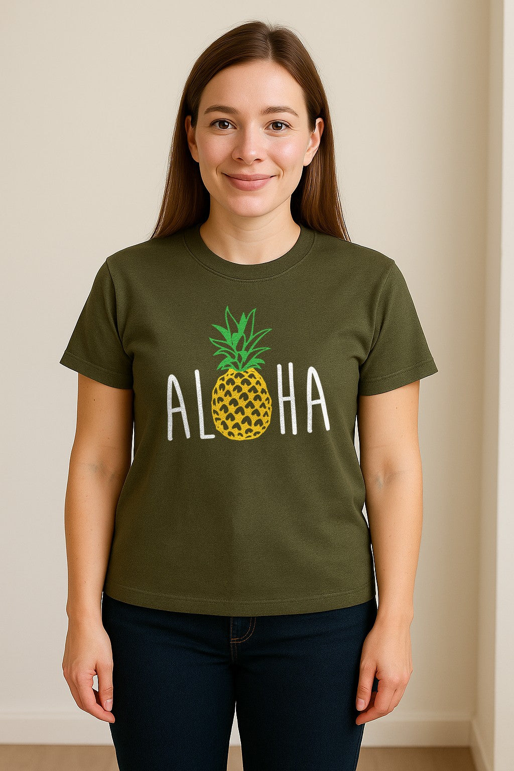 Pineapple Aloha T-Shirt, Tropical Vacation Graphic for Hawaii Trips and Beach Getaways