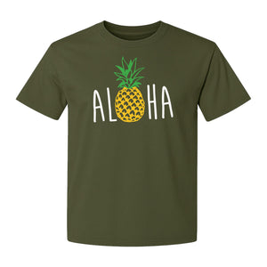 Pineapple Aloha T-Shirt, Tropical Vacation Graphic for Hawaii Trips and Beach Getaways