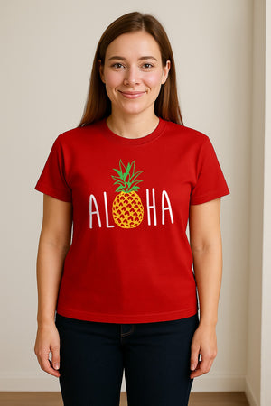 Pineapple Aloha T-Shirt, Tropical Vacation Graphic for Hawaii Trips and Beach Getaways
