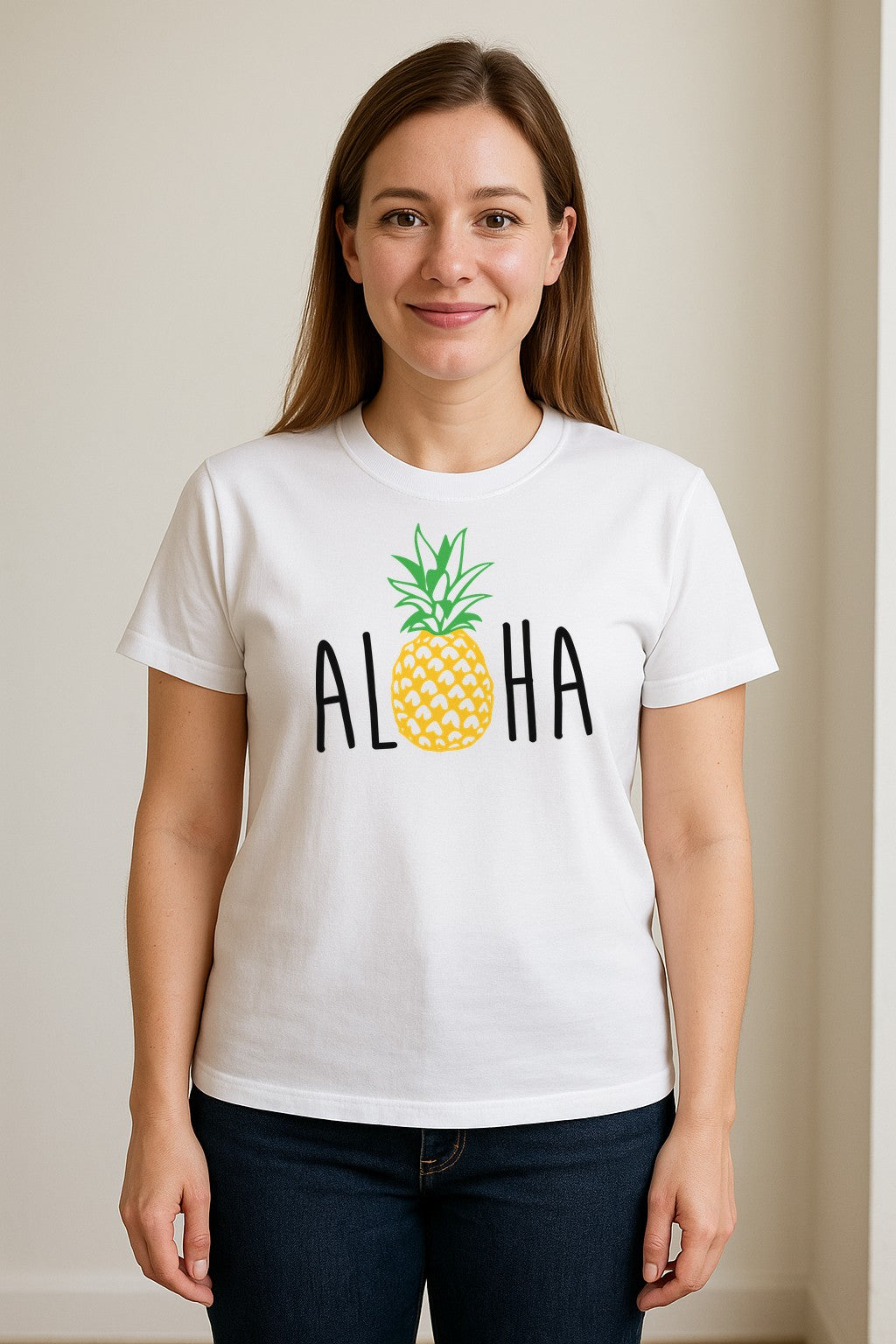 Pineapple Aloha T-Shirt, Tropical Vacation Graphic for Hawaii Trips and Beach Getaways