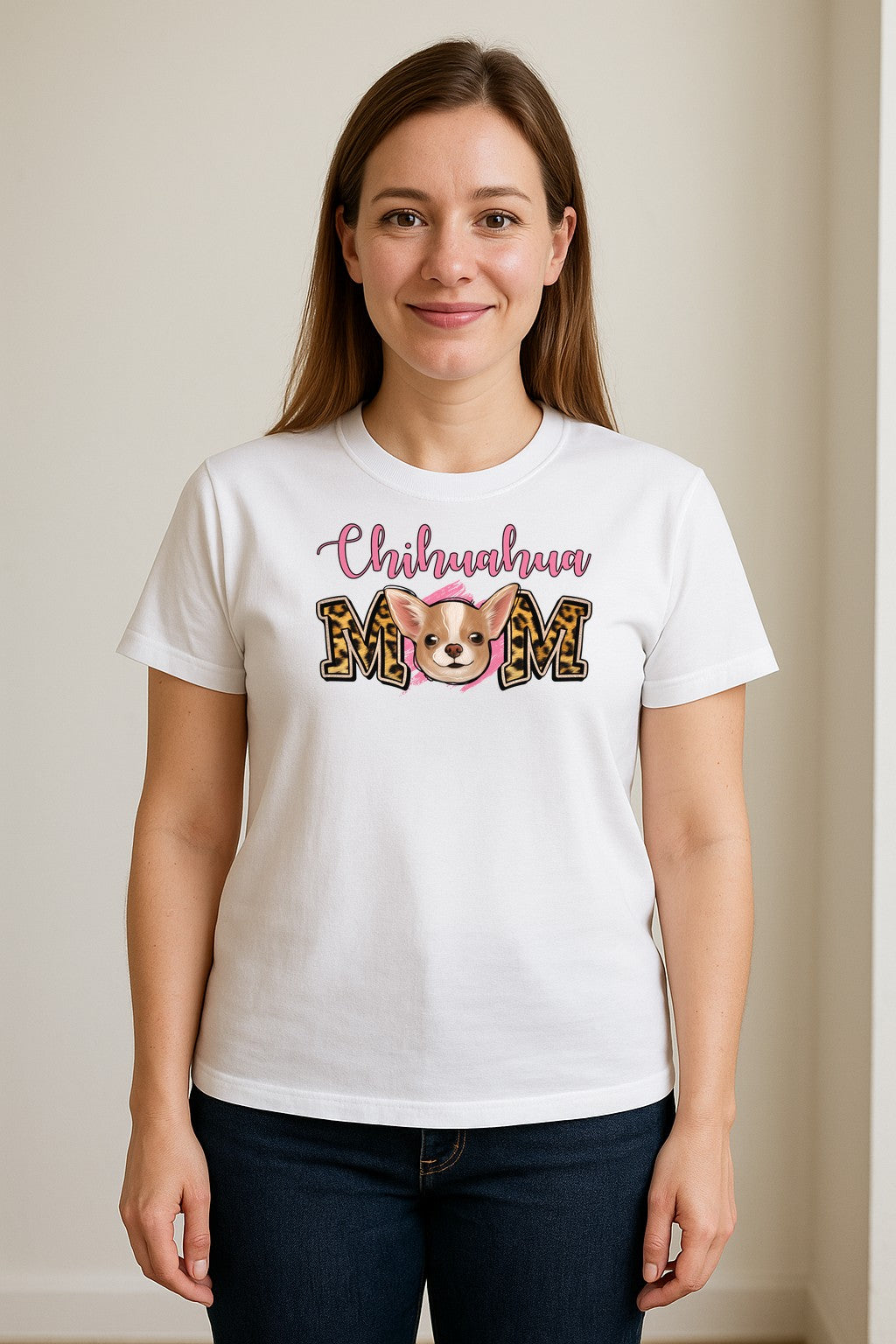 Chihuahua Mom T-Shirt, Leopard Print Dog Lover Gift for Proud Pet Parents