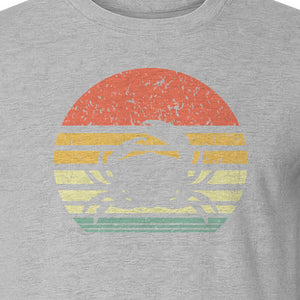 Crab T-Shirt, Retro Sunset Stripe Graphic for Beach Lovers and Animal Fans