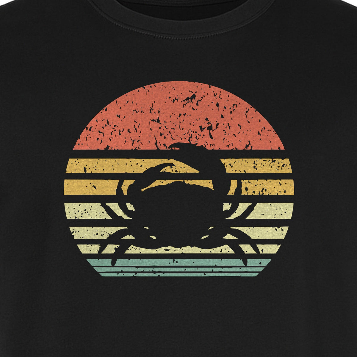 Crab T-Shirt, Retro Sunset Stripe Graphic for Beach Lovers and Animal Fans