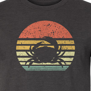 Crab T-Shirt, Retro Sunset Stripe Graphic for Beach Lovers and Animal Fans