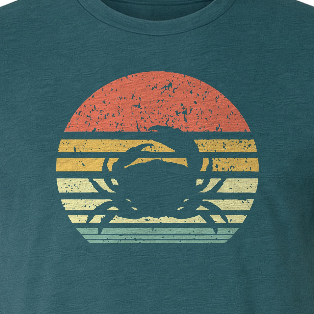Crab T-Shirt, Retro Sunset Stripe Graphic for Beach Lovers and Animal Fans