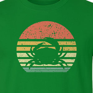 Crab T-Shirt, Retro Sunset Stripe Graphic for Beach Lovers and Animal Fans